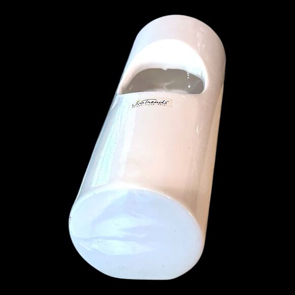 Japanese Inspired White Ceramic Ikebana Vase by Live Trends – 9" Cylinder Shape - Picture 6 of 10